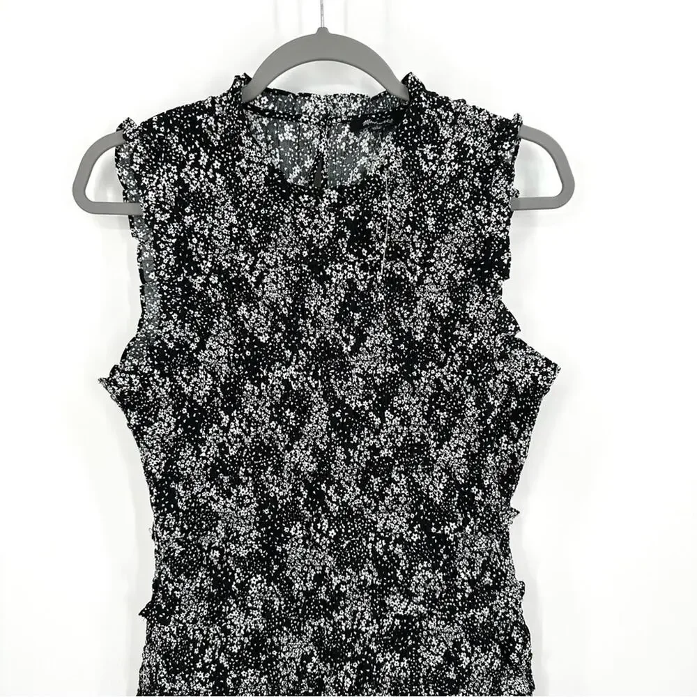 Madewell Smocked Crewneck Mini Dress in Floral Size 6